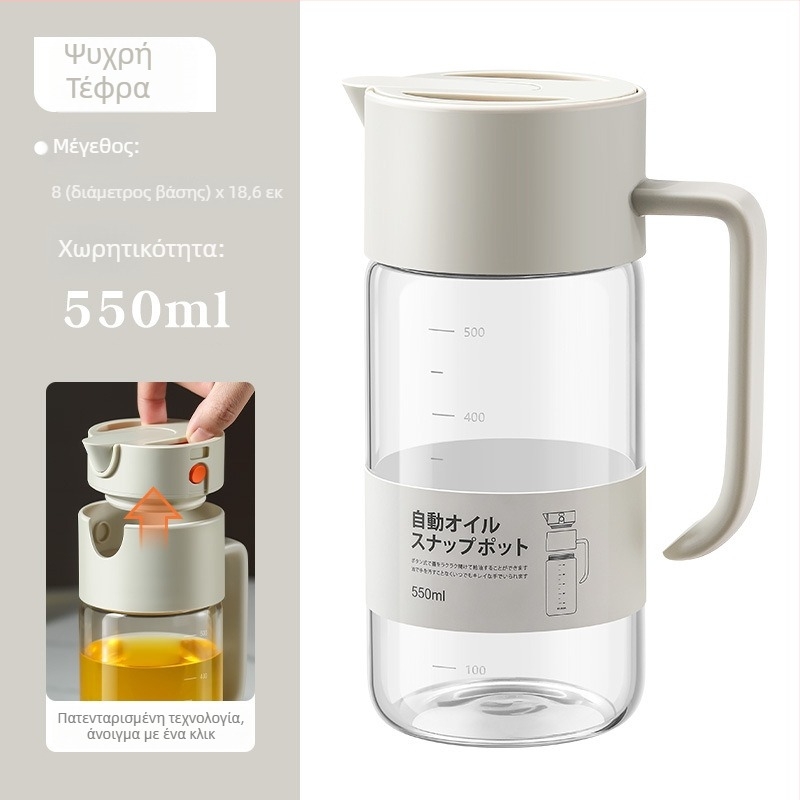 LISSA γυάλινο μπουκάλι λαδιού, 550 ml, μη διαρροή, με λειτουργία βαρύτητας - αυτόματο άνοιγμα/κλείσιμο