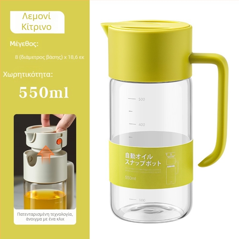 LISSA γυάλινο μπουκάλι λαδιού, 550 ml, μη διαρροή, με λειτουργία βαρύτητας - αυτόματο άνοιγμα/κλείσιμο