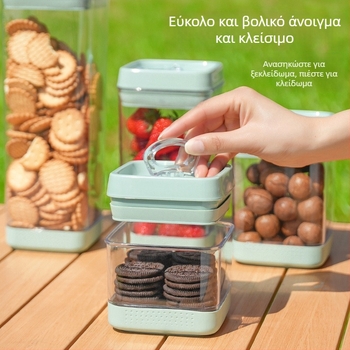 Πλαστικά τετράγωνα δοχεία αποθήκευσης με σφράγιση κενού, για δημητριακά, τσάι και ξηρή τροφή κατοικίδιων, χωρητικότητα 3,1–4 L