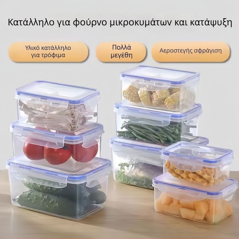 Ορθογώνιο δοχείο αποθήκευσης φαγητού με σφράγιση, πολυλειτουργικό κουτί συντήρησης με διαφανές καπάκι, κατάλληλο για γραφείο
