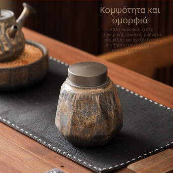 Μικρό κεραμικό δοχείο τσαγιού Pu'er, φορητό με σφραγιζόμενο μεταλλικό καπάκι, λιθοκεραμικό κουτί αποθήκευσης τσαγιού