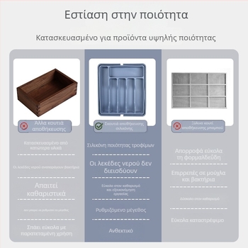 Σιλικόνης θήκη αποθήκευσης σκευών κουζίνας με διαμερίσματα για μαχαίρια, πιρούνες και ξυλάκια φαγητού – οργάνωση κουζίνας