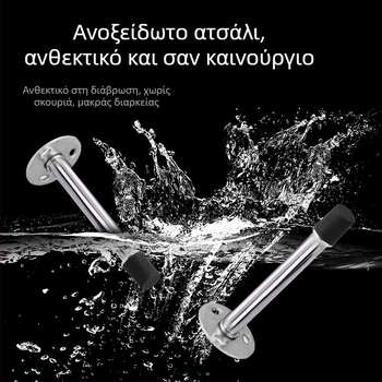 Αποσπώμενο επάνω εξάρτημα πόρτας από ανοξείδωτο χάλυβα, καουτσούκ προστατευτικό για μπάνιο, ήσυχος φραγμός για γυάλινες πόρτες, επιτοίχια εγκατάσταση