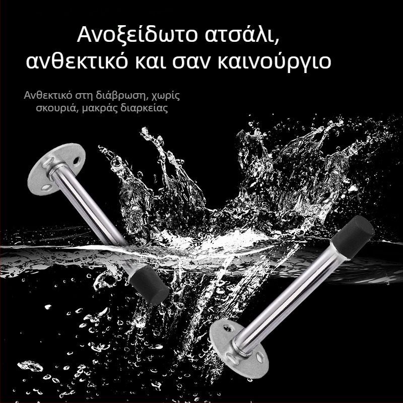 Αποσπώμενο επάνω εξάρτημα πόρτας από ανοξείδωτο χάλυβα, καουτσούκ προστατευτικό για μπάνιο, ήσυχος φραγμός για γυάλινες πόρτες, επιτοίχια εγκατάσταση