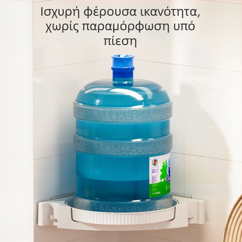 Γωνιακό ράφι μπαχαρικών κουζίνας χωρίς διάτρηση, περιστρεφόμενο 360°, τοίχο-κολλητό αποθηκευτικό ράφι για μπάνιο και κουζίνα