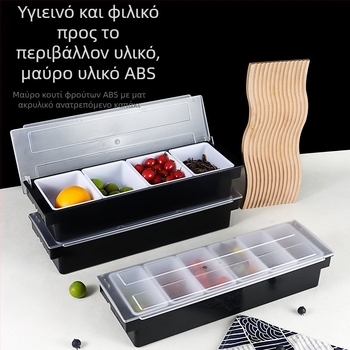 Πλαστικό κουτί μπαχαρικών με διαχωρισμένα διαμερίσματα φρούτων, εξοπλισμός μπαρ για κοκτέιλ