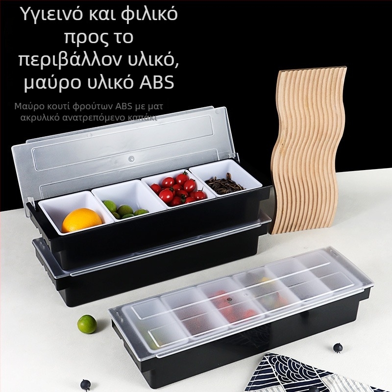 Πλαστικό κουτί μπαχαρικών με διαχωρισμένα διαμερίσματα φρούτων, εξοπλισμός μπαρ για κοκτέιλ