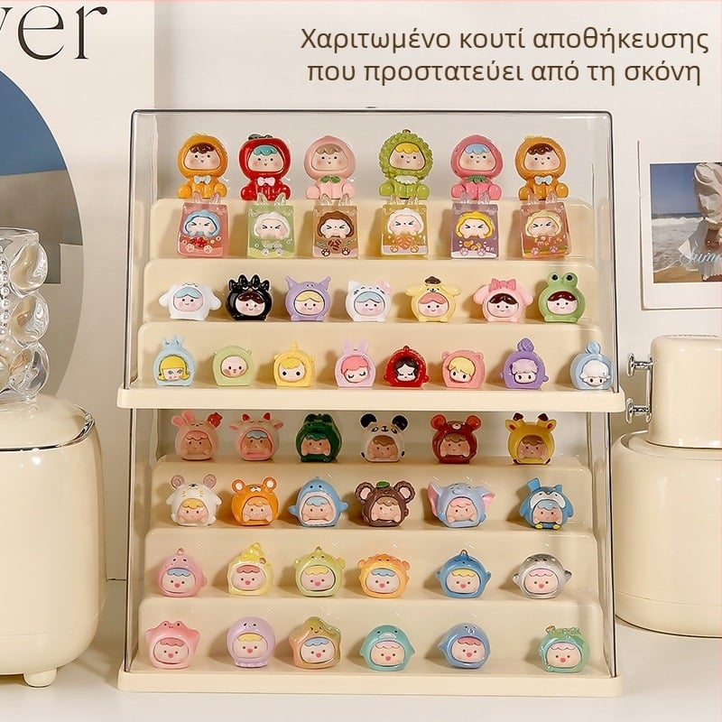 Ακρυλική διαφανής προθήκη προβολής για κούκλες και φιγούρες, επιτραπέζια, μοντέρνος μινιμαλιστικός στυλ, χωρητικότητα 1 L, δυνατότητα στοίβαξης.