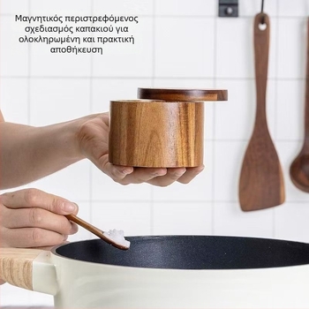 Σετ αλατιού και πιπεριού από ξύλο ακακίας, ξύλινο κουτί μπαχαρικών για την κουζίνα
