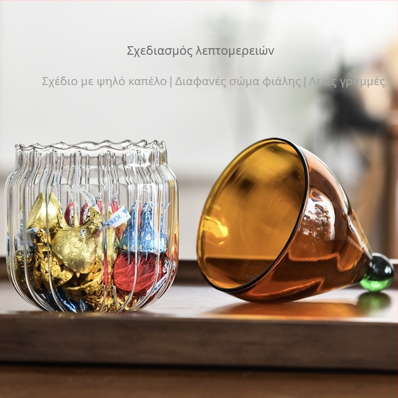Γυάλινο βάζο γλυκισμάτων με καπάκι σε σχήμα καπέλου Χριστουγέννων — πολύχρωμο δοχείο αποθήκευσης κουζίνας και διακόσμηση
