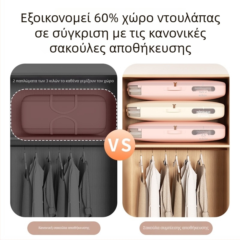 Τσάντα αποθήκευσης για πουπουλένιο μπουφάν, μεγάλη χωρητικότητα, για οικιακή ντουλάπα, ρούχα, βαμβακερά ενδύματα, παπλώματα και κουβέρτες (τσάντα συμπίεσης)