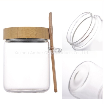 Σετ γυάλινα δοχεία από borosilicate γυαλί με κουτάλι για overnight oats, σφραγιζόμενα δοχεία αποθήκευσης και βάζο μαρμελάδας, 500 ml