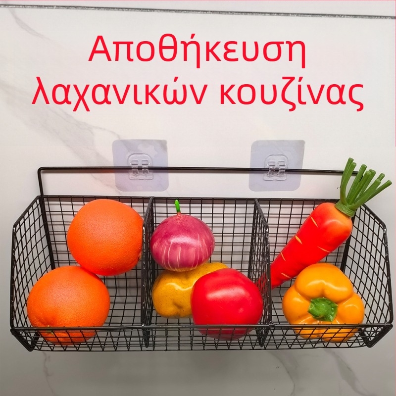 Μεταλλική επιτοίχια ραφιέρα αποθήκευσης σκόρδου και τζίντζερ για κουζίνα