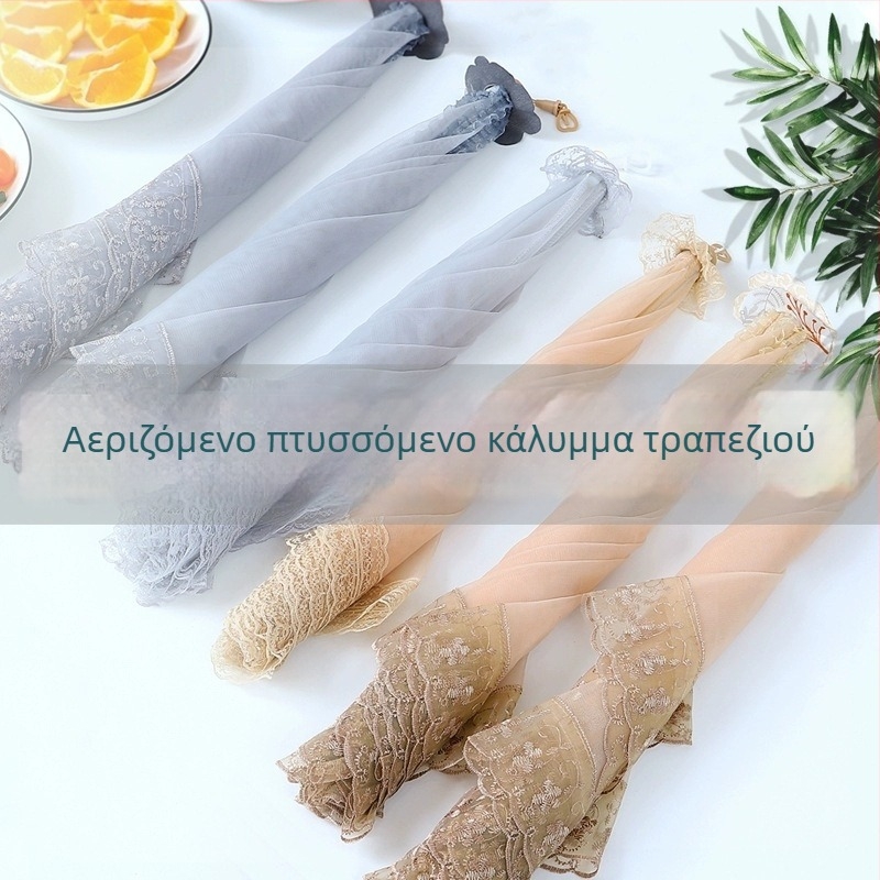 Δαντελένιο κάλυμμα λαχανικών, πτυσσόμενο κάλυμμα φαγητού με πλέγμα κατά των μυγών, προστασία από τη σκόνη, στρογγυλό καλοκαιρινό κάλυμμα για τραπέζι