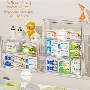 Ακρυλικός αποθηκευτικός χώρος φαρμάκων τοίχου, διαφανής, χωρίς οπές, με διαμερίσματα