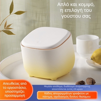 Μίνι κάδος γραφείου με καπάκι, τετράγωνος δύο επίπεδα σχεδιασμός, για γραφείο και σπίτι, γλυκό δημιουργικό ύφος