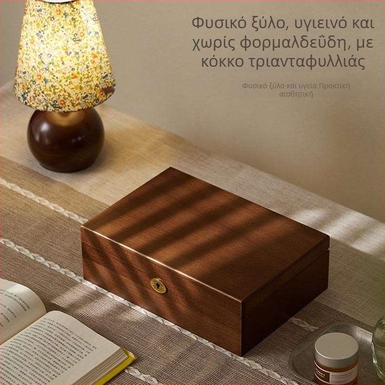 Κουτί κοσμημάτων από μασίβ ξύλο με κλειδαριά, πολυεπίπεδη αποθήκευση για αλυσίδες, δαχτυλίδια και σκουλαρίκια