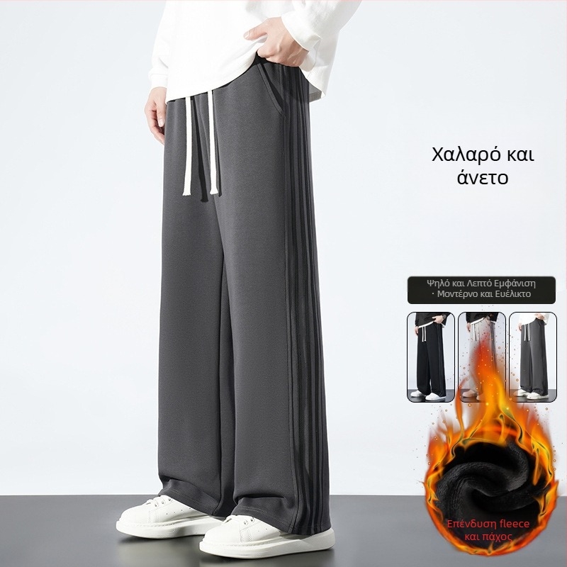 Καλοκαιρινά ανδρικά casual παντελόνια με φαρδιά γραμμή, ελαφρύ ύφασμα, ριγέ σχέδιο