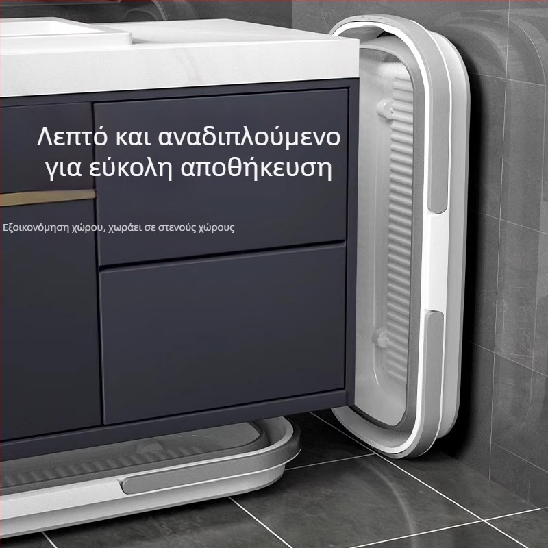 Συρόμενος κάδος σφουγγαρισμάτων με ρόδες, φορητή δεξαμενή νερού από σιλικόνη, τηλεσκοπική λαβή 120–140 cm, πανί microfiber με ράβδο από ανοξείδωτο χάλυβα