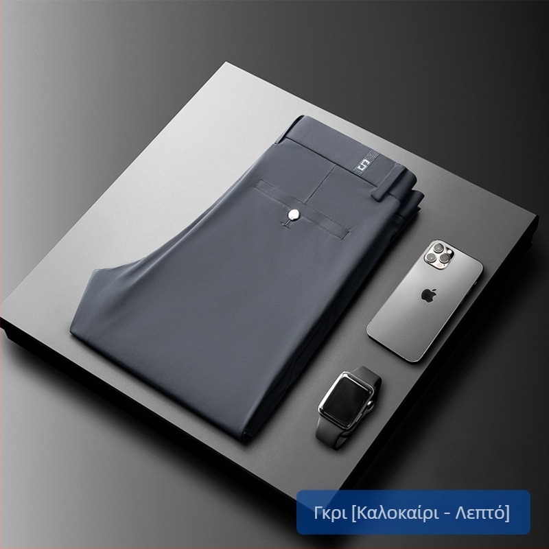 Ανδρικά καλοκαιρινά παντελόνια από λεπτή ίνα πάγου, ίσια γραμμή, ελαφριά επιχειρηματικά παντελόνια, διαπνέοντα