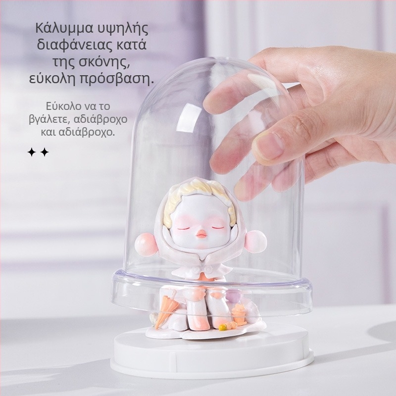 Διαφανές κυλινδρικό κουτί προβολής με προστατευτικό κάλυμμα κατά της σκόνης για αποθήκευση συντηρημένων λουλουδιών και διακοσμητικών παιχνιδιών