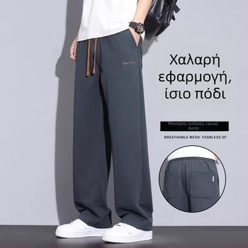Ανδρικά casual παντελόνια με ίσιο κόψιμο, φαρδιά γραμμή, 2025 άνοιξη-καλοκαίρι, αναπνεύσιμο βαμβάκι