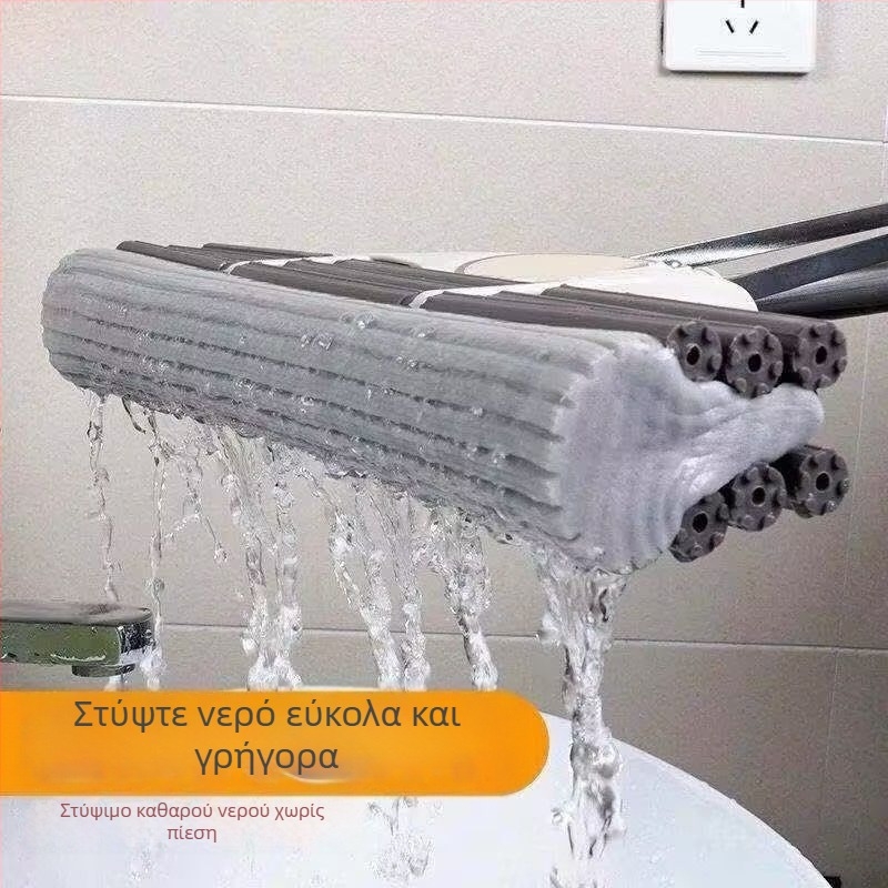 Σφουγγαρίστρα με PVA σφουγγάρι και κεφαλή κύλινδρου, χωρίς χρήση χεριών, για σπίτι και φοιτητικό κοιτώνα, διπλή σειρά