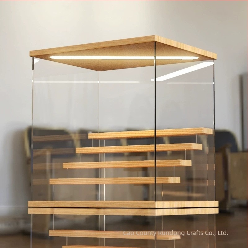 Αποκλειστικό ακρυλικό display stand Bubble Mart με χώρο για blind box, ράφι για κούκλες και προστατευτικό κάλυμμα από σκόνη