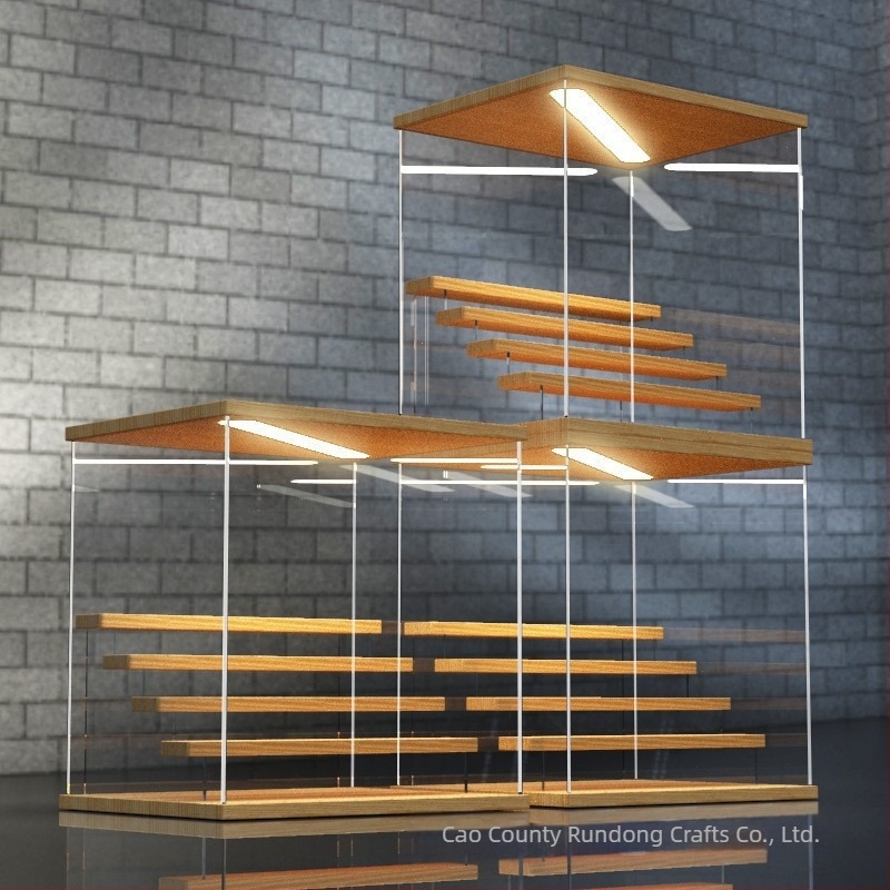 Αποκλειστικό ακρυλικό display stand Bubble Mart με χώρο για blind box, ράφι για κούκλες και προστατευτικό κάλυμμα από σκόνη