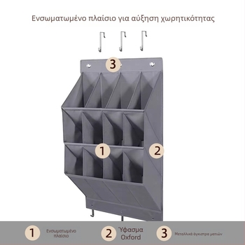Οξφόρντ ύφασμα Πολυλειτουργικός οργανωτής πόρτας για παπούτσια και αξεσουάρ, με διαχωρισμούς σε στρώσεις ντουλάπας, επιτοίχιος