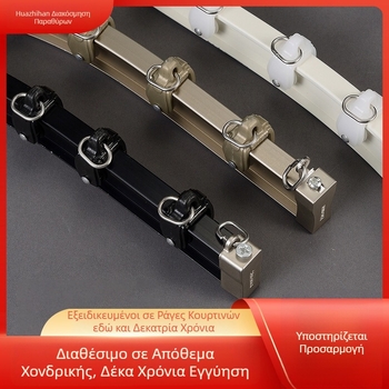 Αλουμινένιος οδηγός κουρτίνας με τροχαλία, επάνω τοποθετημένη καμπύλη ράγα για παράθυρο γωνιακό, διπλό σύστημα κύλισης, ήσυχος πλευρικός οδηγός