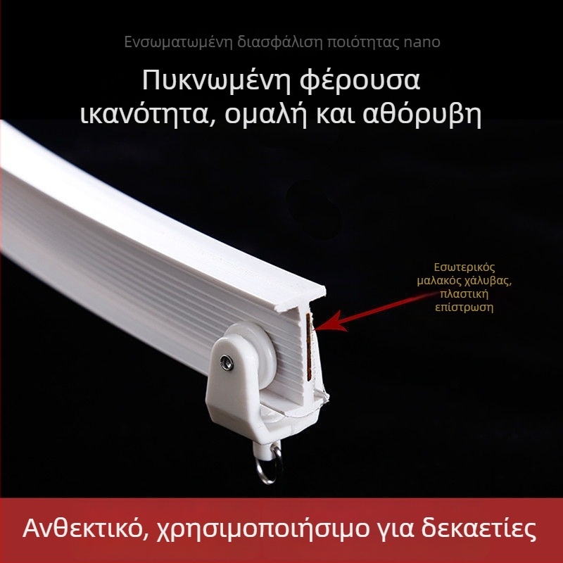 Κυρτός οδηγός κουρτινών για γωνιακό παράθυρο και μπαλκόνι, εύκαμπτος U-σχήματος πλαστικός μονοάξονας οδηγός με πλευρική επάνω στήριξη