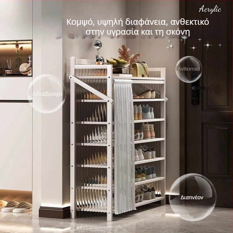 Πτυσσόμενη εταζέρα παπουτσιών για εσωτερική χρήση, πολλαπλών επιπέδων, προστασία από τη σκόνη, χωρίς εγκατάσταση