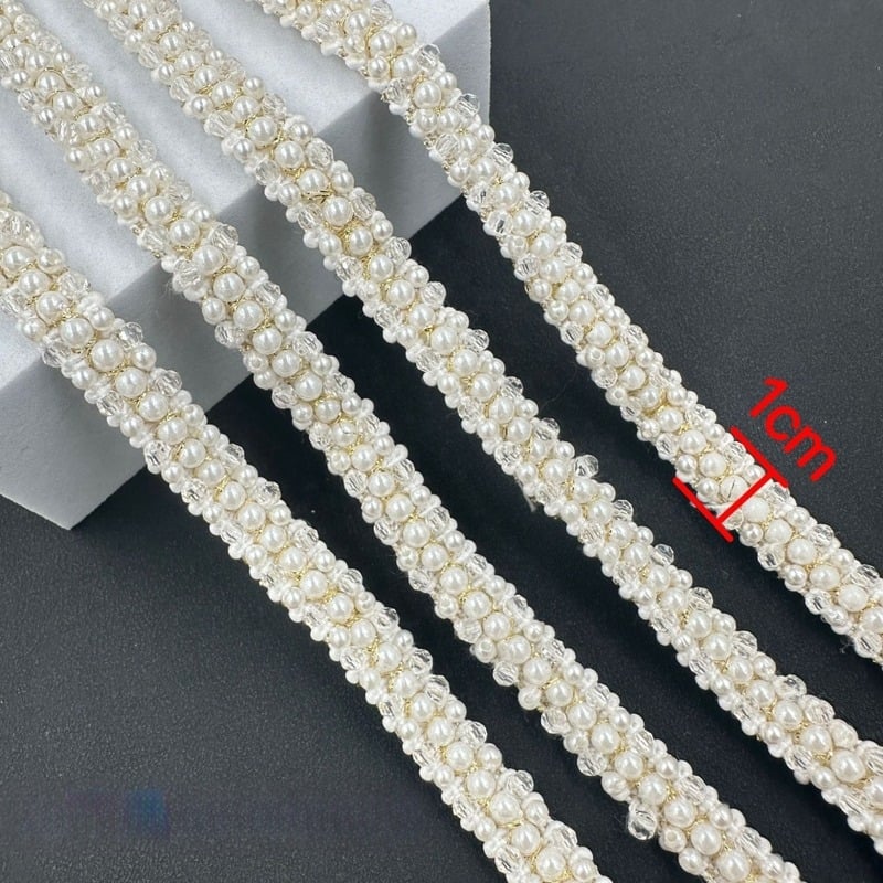 Σετ DIY μόδας: αφράτο κορδόνι, χάνττες-μαργαριτάρια, υφαντή ταινία και δαντέλα για ρούχα, τσάντες και κουρτίνες