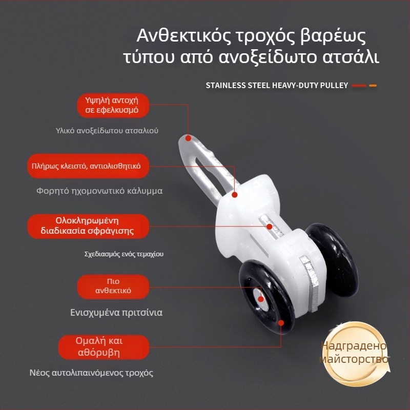 Ενισχυμένος αλουμινένιος αγωγός κουρτινών με ημικυκλική καμπύλη, οδηγός ράγας και τροχοί για μονή ή διπλή τροχιά