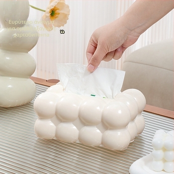 Κουτί χαρτοπετσέτων marshmallow για σαλόνι, μινιμαλιστικό σχέδιο με αισθητική σχεδιαστή, ελαφριά λαμπερή πολυτέλεια, αυτόματη ανύψωση και εύκολη πρόσβαση