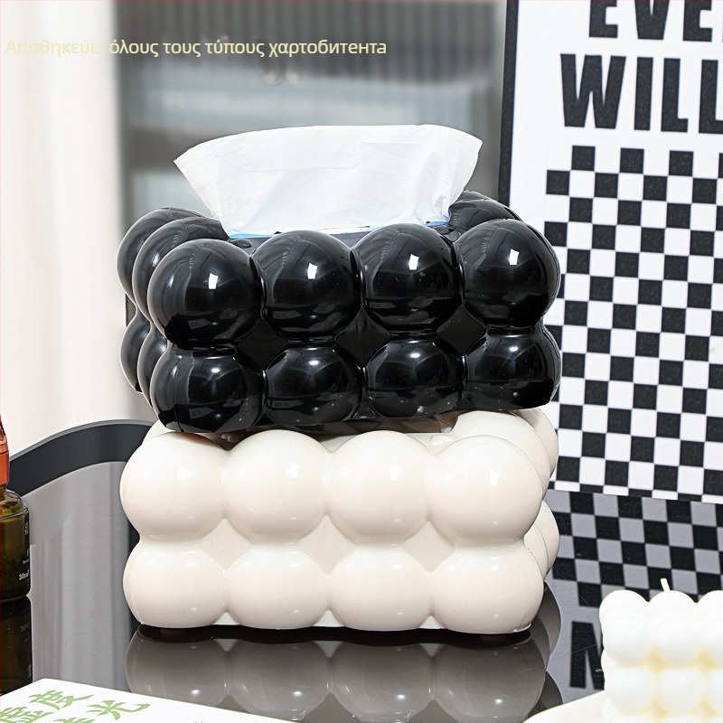 Κουτί χαρτοπετσέτων marshmallow για σαλόνι, μινιμαλιστικό σχέδιο με αισθητική σχεδιαστή, ελαφριά λαμπερή πολυτέλεια, αυτόματη ανύψωση και εύκολη πρόσβαση