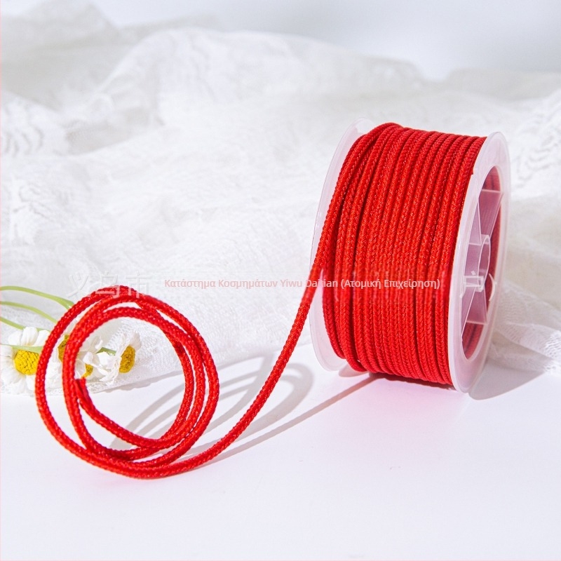 DIY κορδόνι οκταπλέξ για κοσμήματα — κόκκινο νήμα 3 mm για νεφρίτης κρεμαστό, κολιέ και βραχιόλι (ημιτελές)