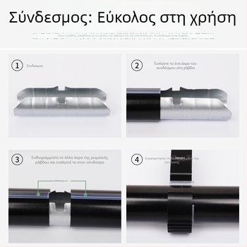 Αλουμινένιος οδηγός κουρτίνας με ράγα, μπλε-πράσινη παχιά ρωμαϊκή ράβδος, μινιμαλιστικό μπαλκόνι σε στυλ Βορειο-Μεσογειακό
