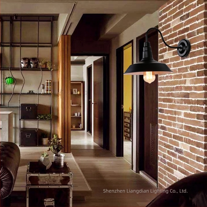 Φωτιστικό τοίχου loft ρετρό βιομηχανικό, για εξωτερική βεράντα και διάδρομο, σιδερένιο με μοτίβο καπακιού κατσαρόλας, αμερικάνικου στυλ