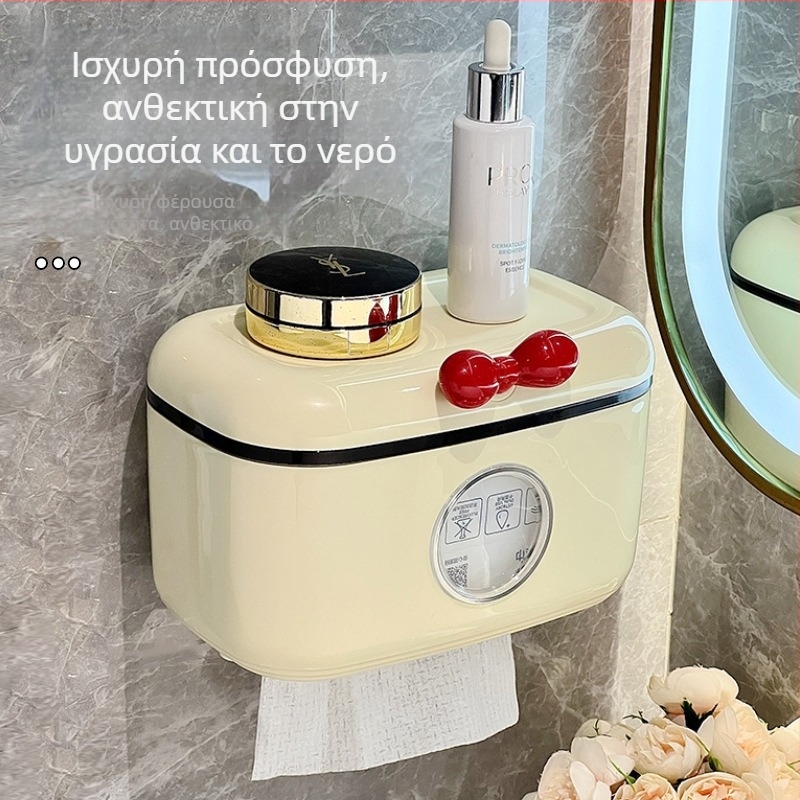 Κουτί ρολού χαρτιού μπάνιου, τοίχου χωρίς διάτρηση, γλυκό σχέδιο, πλαστικός διανομέας