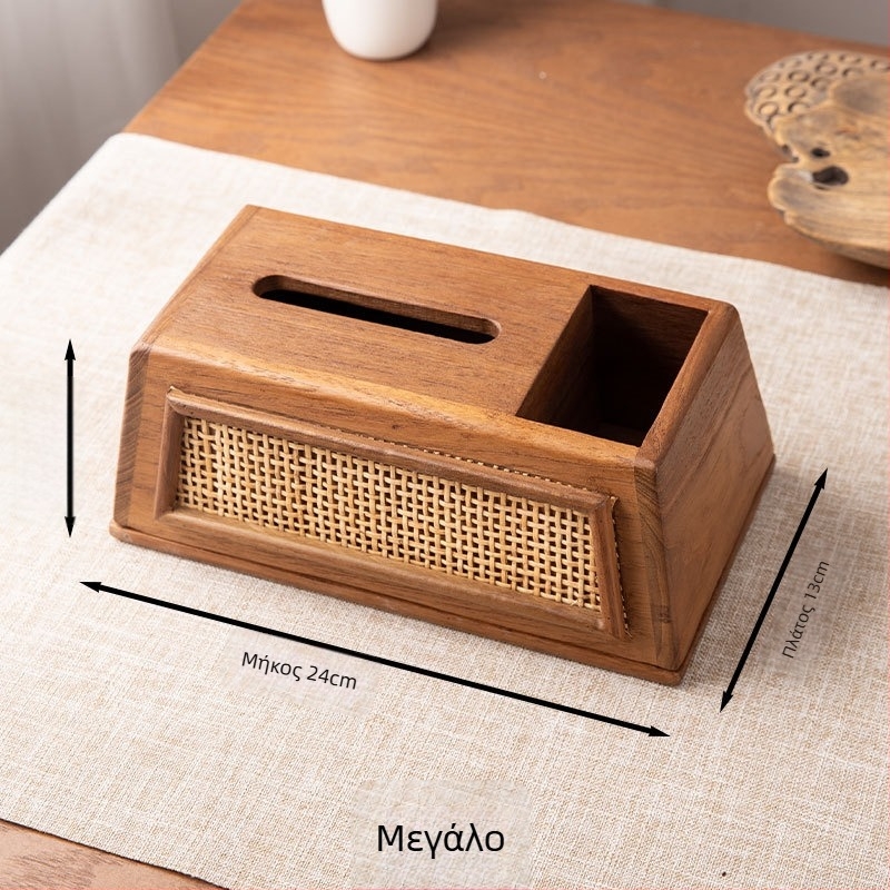 Κουτί χαρτομάντηλων από ρετάν, σε νέο κινεζικό στυλ, φινίρισμα ξύλου σε vintage ύφος