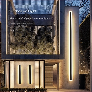 Εξωτερική αδιάβροχη LED λάμπα τοίχου, μινιμαλισικός μακρύς πάνελ, διακοσμητικό φωτιστικό τοίχου για την πύλη βίλας και την αυλή
