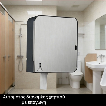 Διανομέας χαρτιού τουαλέτας από ανοξείδωτο χάλυβα 304 με αισθητήρα, τεσσάρων θέσεων ρύθμισης για μεγάλους ρολά, τοποθέτηση στον τοίχο