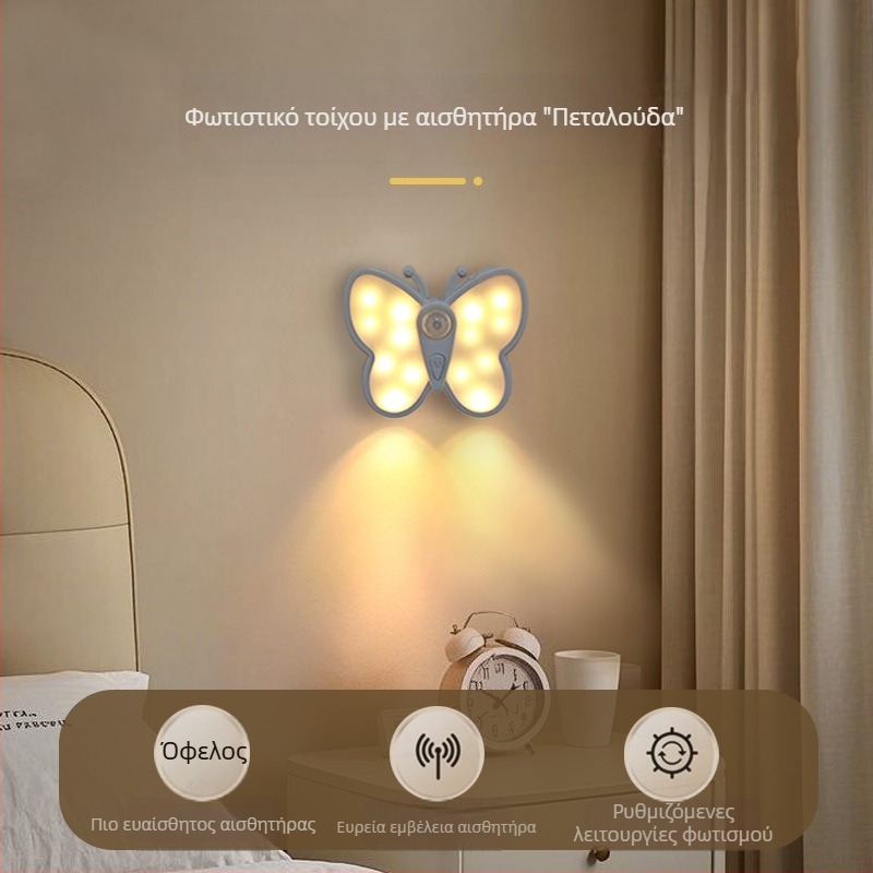 Ασύρματη LED αισθητήρα επιτοίχια λάμπα με μαγνητικό αισθητήρα, εσωτερικός προβολέας τύπου ματιού γάτας για πινακίδα πόρτας