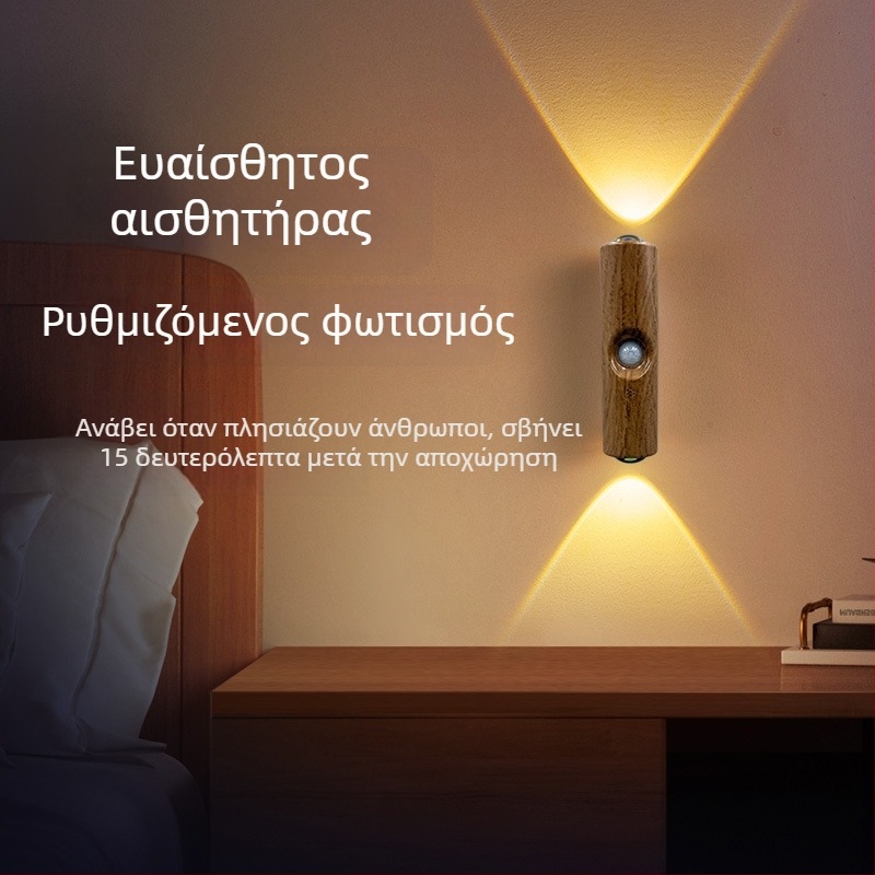 Νυχτερινό φως τοίχου με πολύχρωμο gradient RGB, μαγνητική στερέωση και αισθητήρας κίνησης, επαναφορτιζόμενο