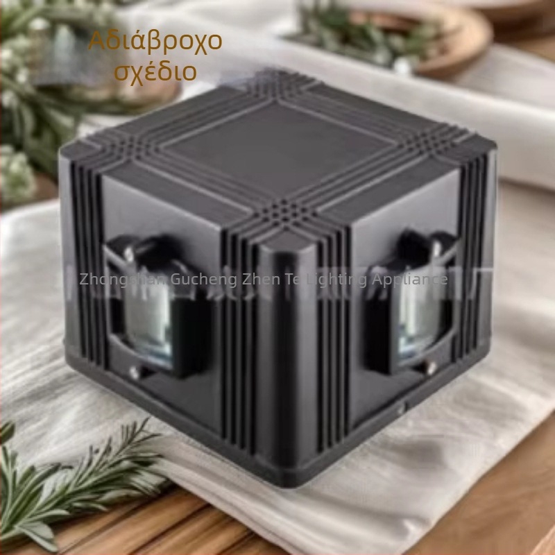 Εξωτερικός τετράγωνος λαμπτήρας τοίχου με αλουμινένιο περίβλημα BD022, IP65, 24V, 4 LED, 170×170 mm