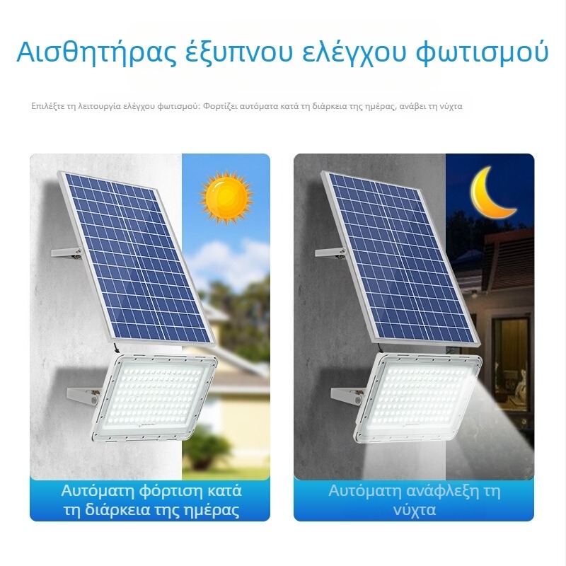 Ηλιακή εξωτερική λυχνία τοίχου για κήπο και αυλή, IP65 αδιάβροχη, LED υψηλής ισχύος, με τηλεχειριστήριο