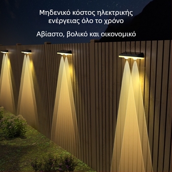 Ηλιακή LED τοίχου με αισθητήρα IP67 για εξωτερικούς φράχτες, κήπο και αυλή, ευφυής έλεγχος φωτισμού RGB, 0.6W