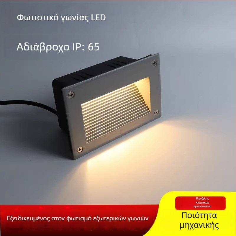 LED ενσωματωμένο γωνιακό φως, αδιάβροχος φωτισμός για βήματα και διαδρόμους, τετράγωνο τοίχικό φως προβολής